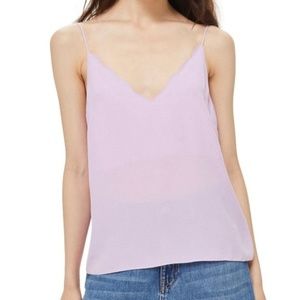 NEW I TOPSHOP LILAC SCALLOP V NECK TANK